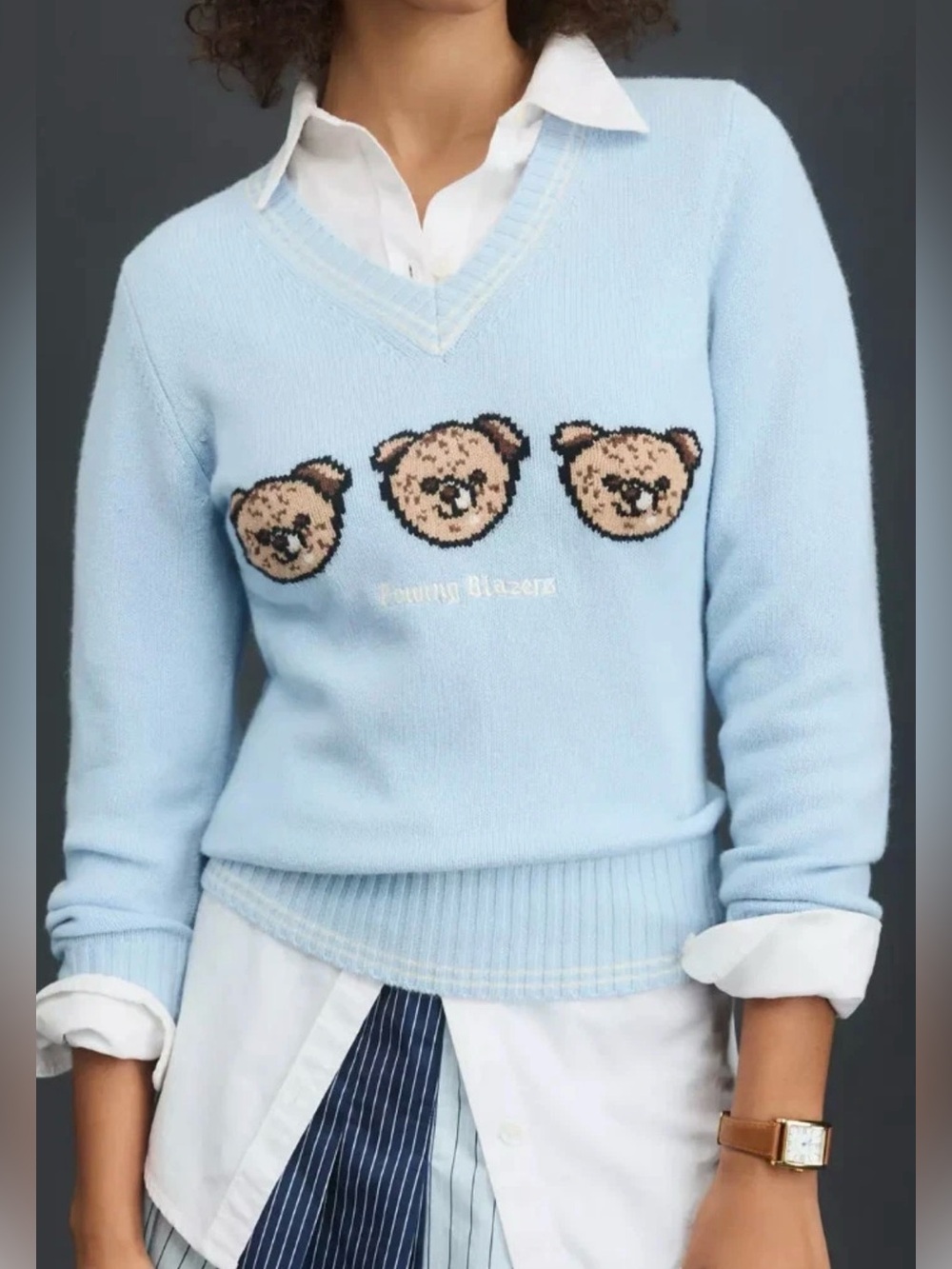 Rowing Blazers Bear Wool Cashmere Sweater blue L NWT